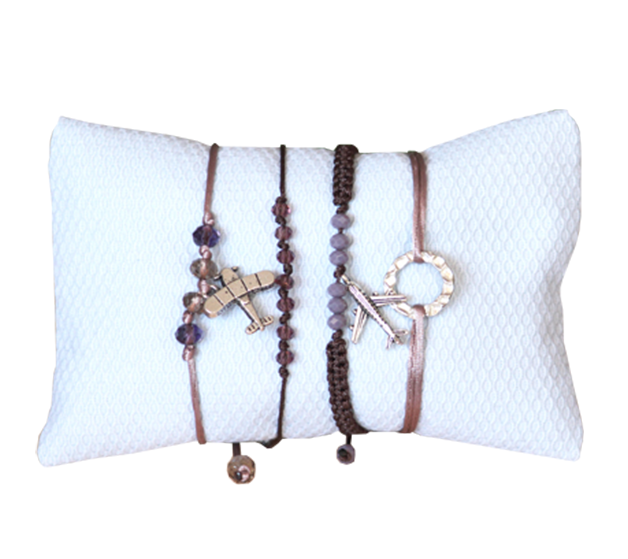 Conjunto de pulseiras Aviação - Castanho
