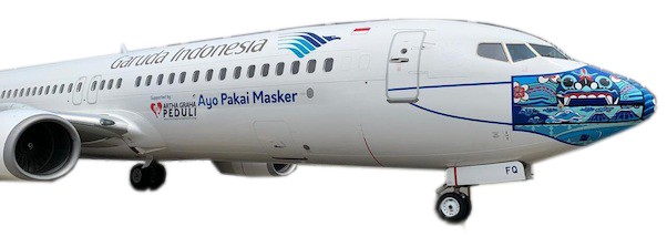 Boeing 737-800 Garuda Indonesia "Ayo Pakai Masker" PK-GFQ With Antenna