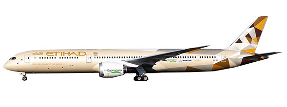 Boeing 787-10 Dreamliner Etihad Airways ''Eco Demonstrator'' A6-BMI With Antenna
