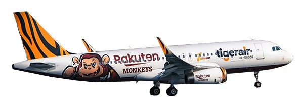 Airbus A320 Tigerair Taiwan "Rakuten Monkeys Livery" B-50006 With Stand