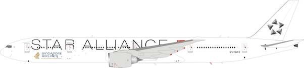 Boeing 777-300ER Singapore Airlines Star Alliance 9V-SWJ with stand
