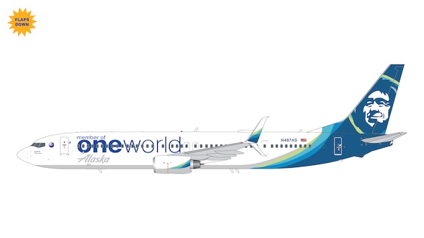Boeing 737-900ER Alaska Airlines oneworld livery N487AS flaps down