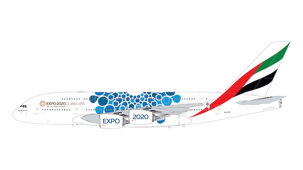 Airbus A380 Emirates "Expo 2020 blue" A6-EOT