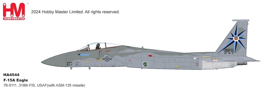 McDonnell Douglas F15A USAF 76-0111, 318th FIS, (with ASM-135 missile)